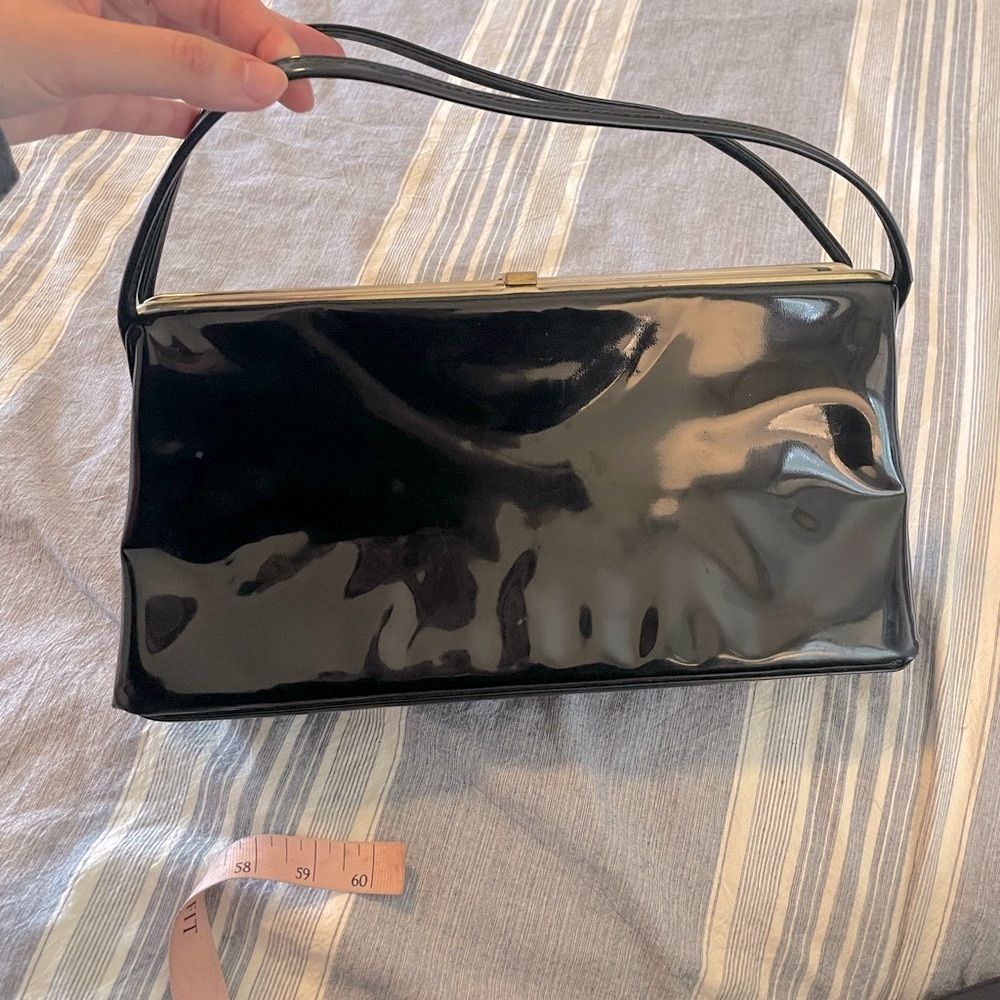 VTG Theodor California black patent leather gold class purse 50’s old money